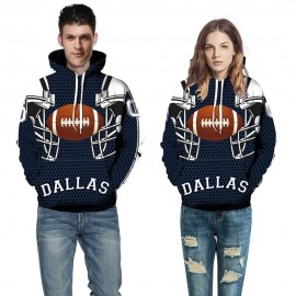 2018 new European and American Patriots football team 3D digital printing tide men's foreign trade head hooded couple sweater  M