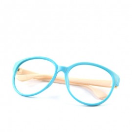 Fashion Unisex Women Men Glasses Frame No Lens Eyeglasses Eyewear Nerd Blue + Beige