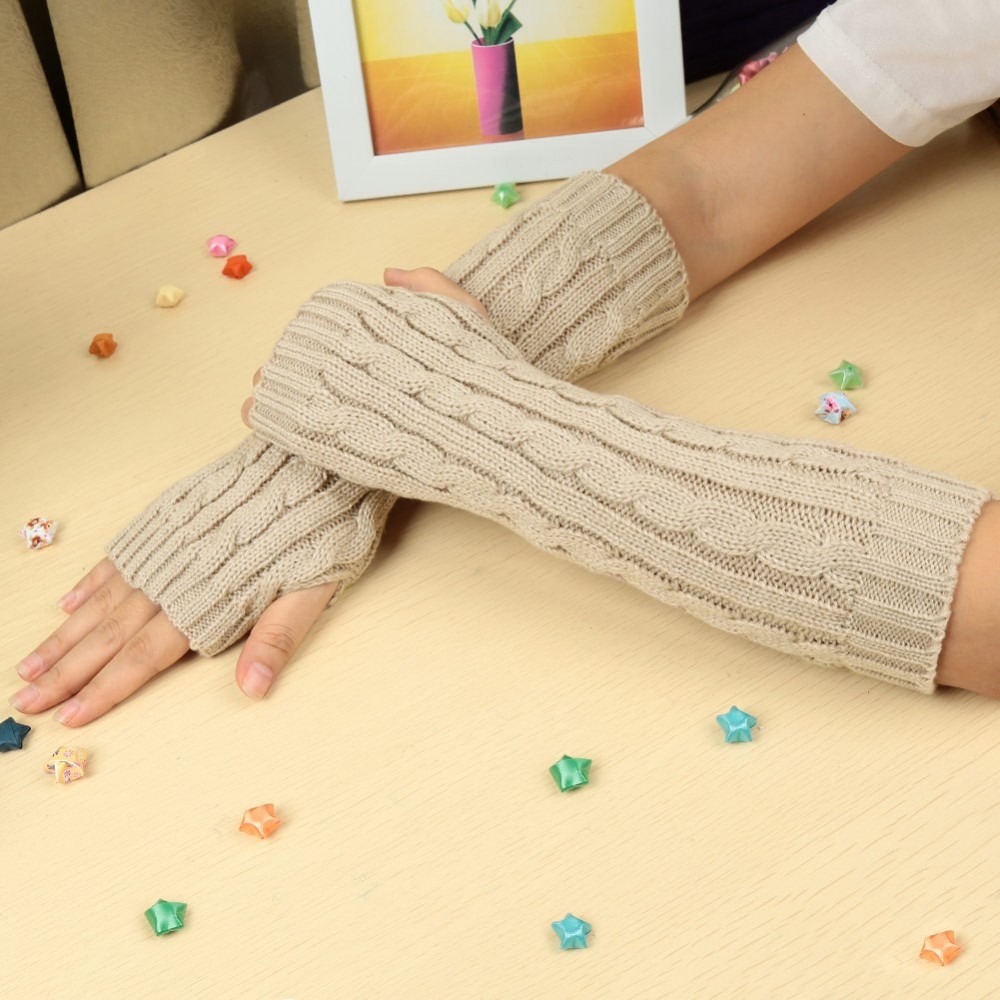 Fashion Winter Gloves Mitten Warm Knitted Fingerless Arm Long Unisex