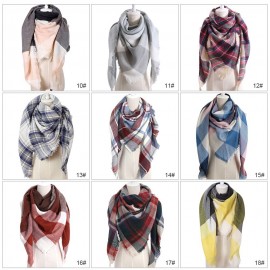 Women Fashion Triangular Large Winter Soft Scarf Warm Cozy Blanket Stylish Oversized Plaid Shawl Cape