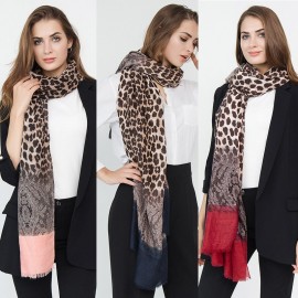 New Winter Women Leopard Print Scarf Long Shawl Pashmina Cape Blue/Red/Pink
