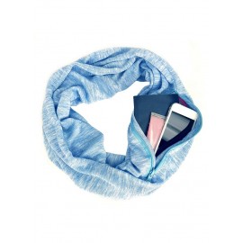 Fashion Women Winter Convertible Infinity Scarf with Zipper Pocket Solid Color Loop Scar