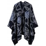 Winter Women Loose Vintage Outerwear Coat Oversized Knitted Cashmere Poncho Cape Shawl Cardigan Sweater