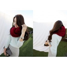 Korean Fashion Women Men Scarf Knit Solid Long Warm Unisex Wrap Shawl Burgundy