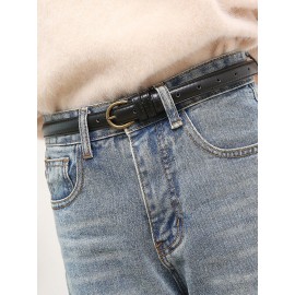Fashion Women Belt Vintage Buckle Skinny Waist Strap Pin Buckle Belts for Jeans Dress Shorts Coffee/Black