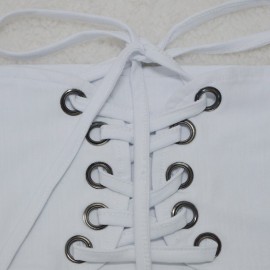 New Fashion Women Vintage Waist Belt Self-tie Hook Waistband Waist Strap White/Black