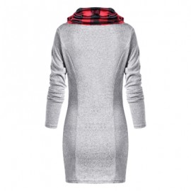 Cowl Neck Plaid Sweatshirt Dress